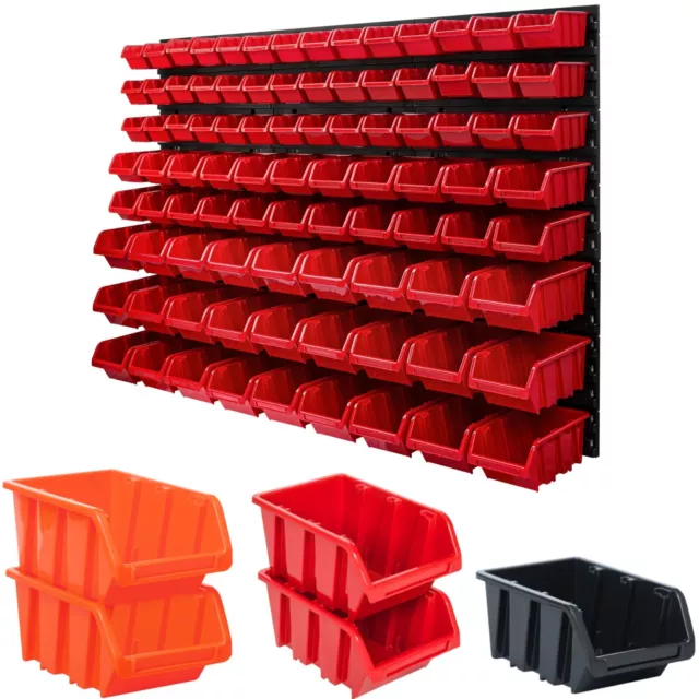 Étagère murale d'atelier 115 x 78 cm étagère enfichable rangement 91 pcs. Boîtes