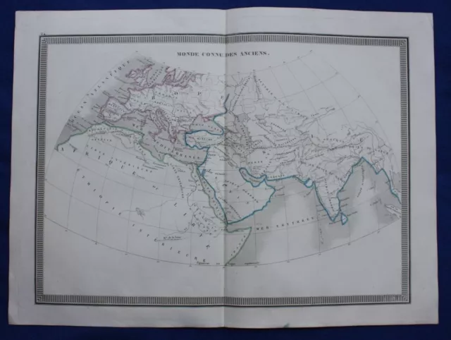 Original antique map WORLD AS KNOWN TO THE ANCIENTS, C.V. Monin, 1837