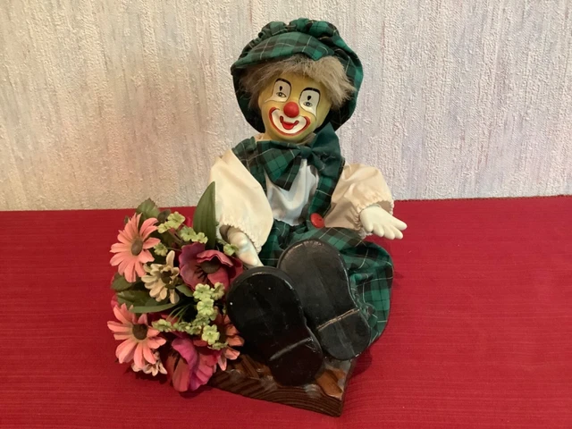 Poupée clown musical porcelaine de collection 32cm