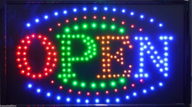 Large BRIGHT Animated Business LED OPEN Sign w.  Switch 21" X13"  #24