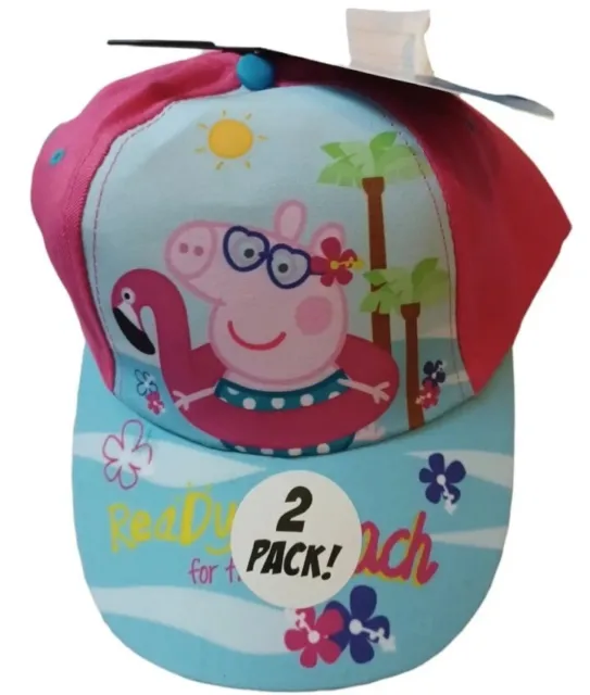 Kids Baseball Caps 2 Pack Peppa Pig Purple & Pink One Size Brand New With Label 3