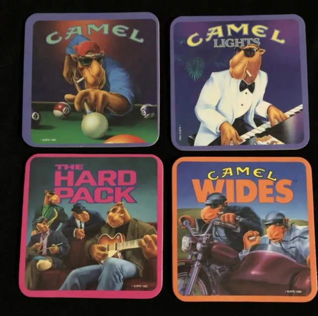 Vintage Joe Camel Cigarettes 1992 Set Of 4 Drink Coasters and Box