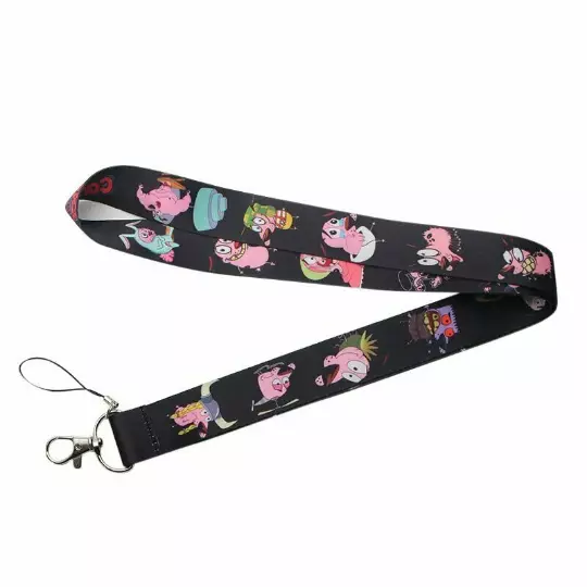 Courage The Cowardly Dog Cartoon Themed Black ID Holder Lanyard