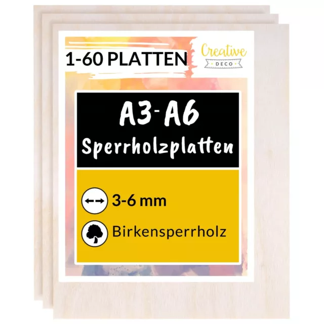 Sperrholz-Platte Dünne Multiplex Sperrholz-Zuschnitte | 3mm-6mm | A3 A4 A5 A6