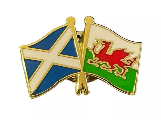 Scotland & Wales Flags Diplomatic Friendship Enamel Lapel Pin Badge
