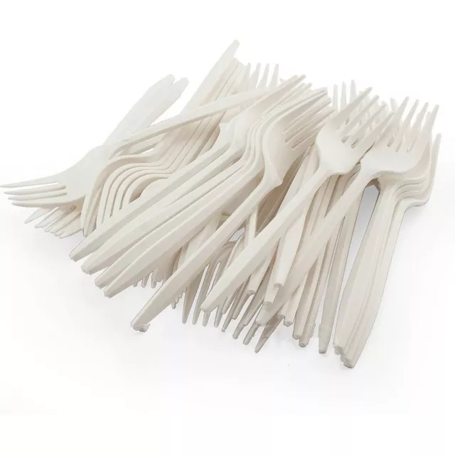 50,100 White Plastic Forks Strong Disposable Cutlery Birthday Wedding BBQ Party