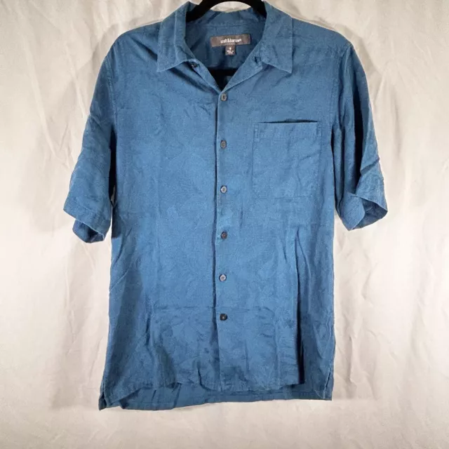 Croft & Barrow Hawaiian Shirt Men's Small Blue Silk Blend Button Up Short Sleeve