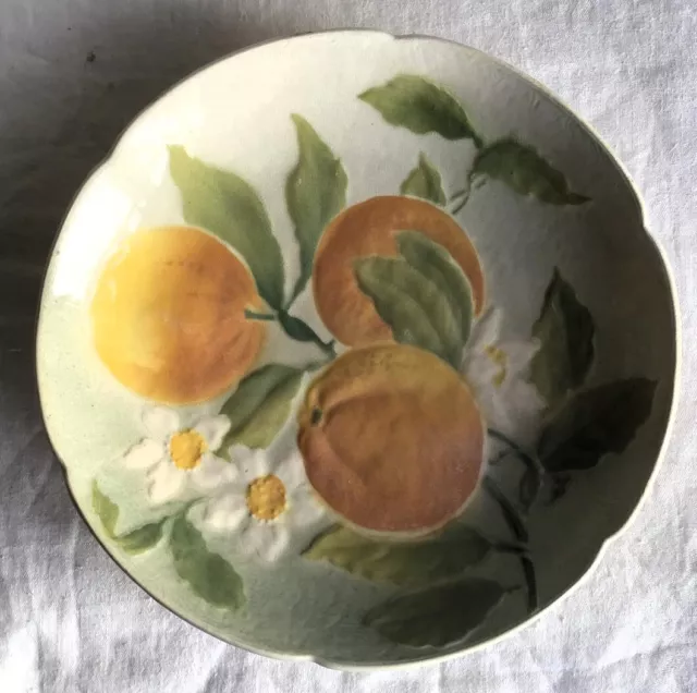 Vintage French France Majolica Plate Oranges Fruit.