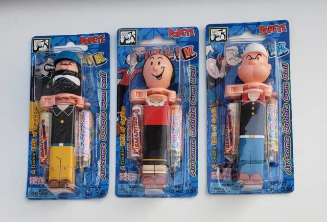 Vintage 2004 Au'some Candies Klik Popeye, Brutus & Olive Oyl Candy Dispensers