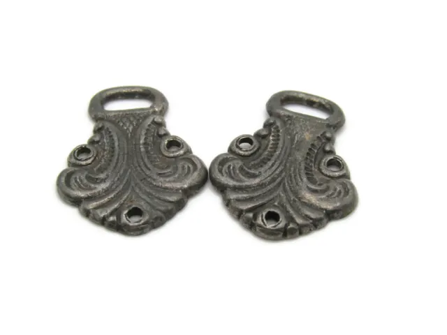 Vintage Art Deco Style Necklace Charms Etched Silver Tone Set of 2