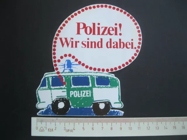 Polizei! Wir sind dabei. Polizeiauto Bulli Sticker Aufkleber Werbung Reklame