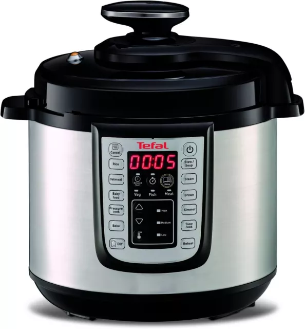 Tefal All-in-One Electric Pressure/Multi Cooker, 6Litre, Black/Stainless Steel