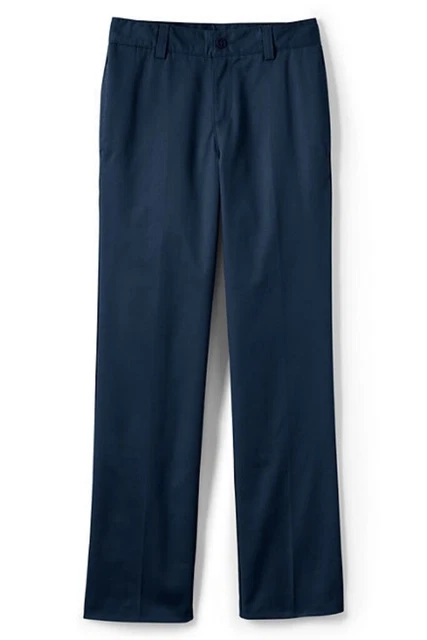 LANDS END Navy Plain Front School Uniforms Pants Boys 20 NEW
