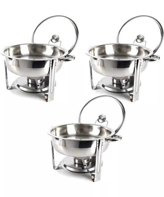 Vinod Stainless Steel Round Buffet Chafing Dish Glass LID 4.5 Litre Food Warmer