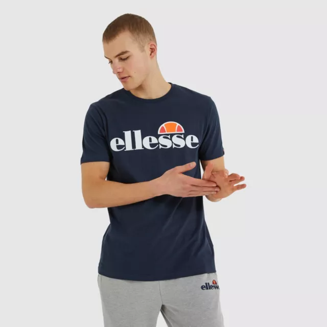 Ellesse T Shirt Mens Crew Neck Short Sleeve Cotton SL Prado Tee Navy Blue