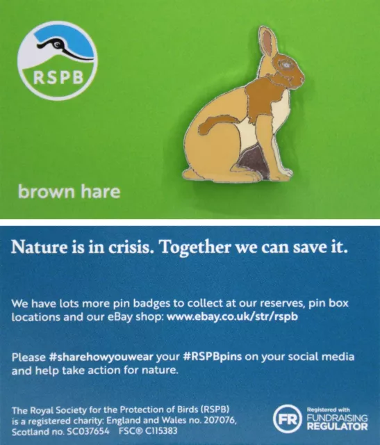 RSPB Pin Badge brown hare (Card Name Error)  NIIC P03020