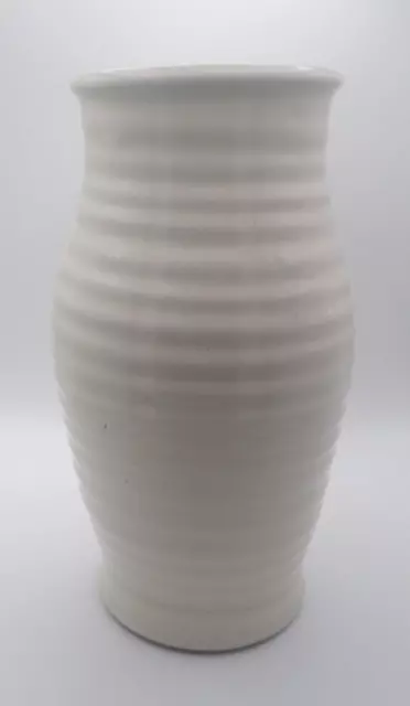 Bourne Denby Derby Stoneware Cream Ribbed Vase 25.4cm