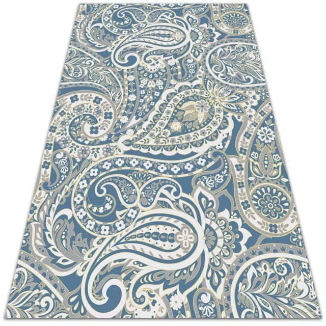 Balcony Patio Garden Washable Vinyl Carpet Rug Home Mat Oriental Paisley 150x225