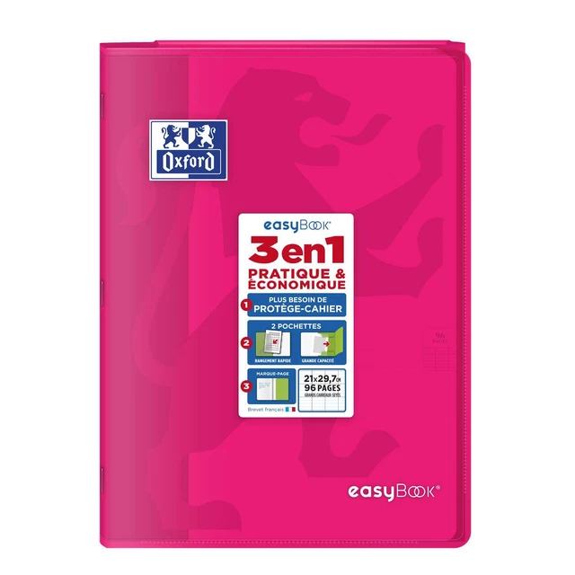 Cahier Oxford EasyBook 24x32cm 96 Pages Grands Carreaux - Couverture Orange Résistante