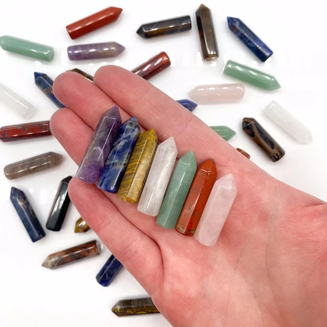 Natural 7 Chakra Crystal Point Set Mini Stone Obelisk Tower Healing Amulet
