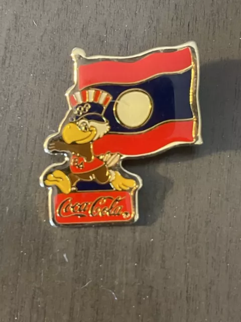 Coca Cola Pin “Laos” 1984 Olympics International Flag Pin Series Los Angeles
