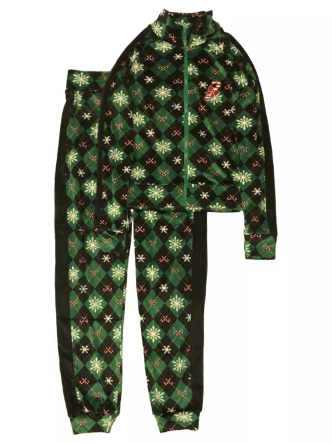 Womens (Jrs) Green Velvet Santa Baby Holiday Track Suit Pants & Jacket
