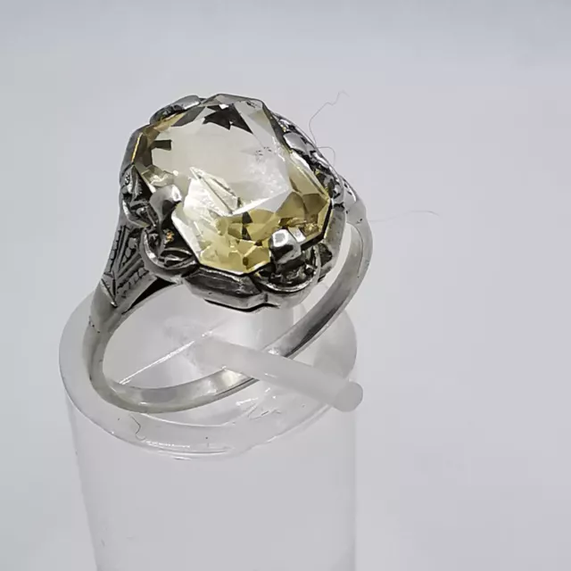 Wunderschöne Jugendstil Damen Ring 835 Silber Citrin Edelsteine Gr. 54