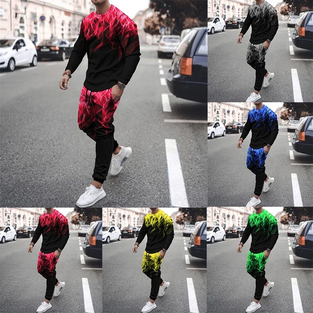 Elegante tuta da uomo con top e pantaloni a maniche lunghe set di 2 pezzi