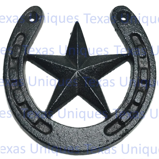 Western Cast Iron Rustic Horseshoe & Texas Star Wall Art CI99-B