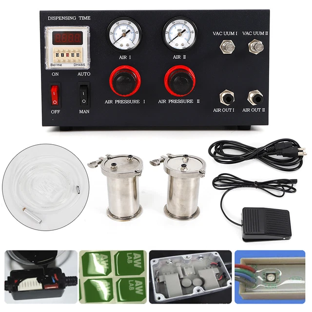 110V 8W Semi-auto 2-liquid Glue Dispenser AB Glue Epoxy Resin Dispensing Machine