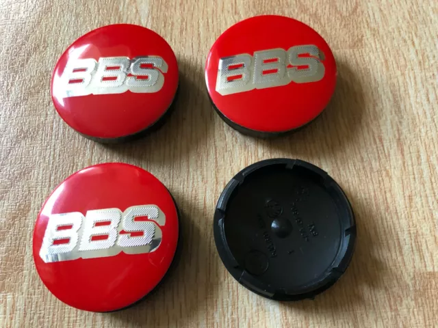 4x BBS Wheel Centre Cap Alloy Hub Center Caps 56mm 5.6cm Red / Silver