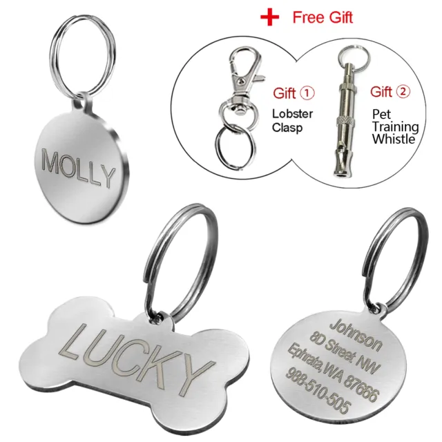 Stainless Steel Custom Engraved Dog Tags Personalized Name Tags for Pets S M L