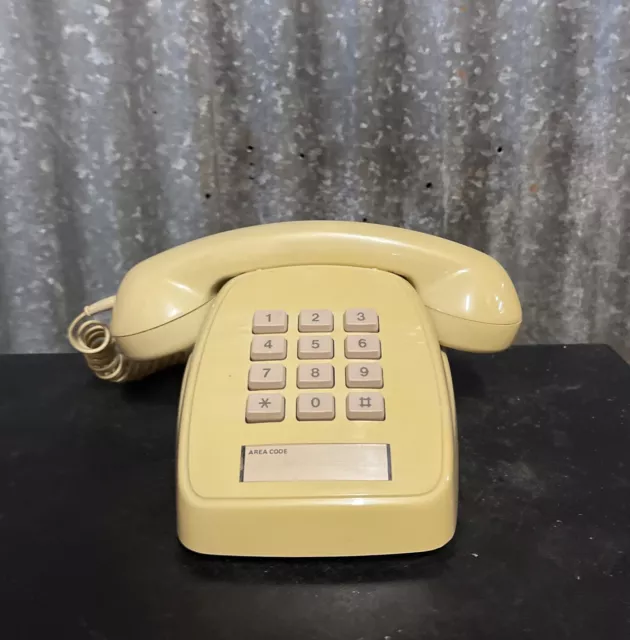 Vintage 1980s Yellow Retro Push Button  Telecom Telephone Phone