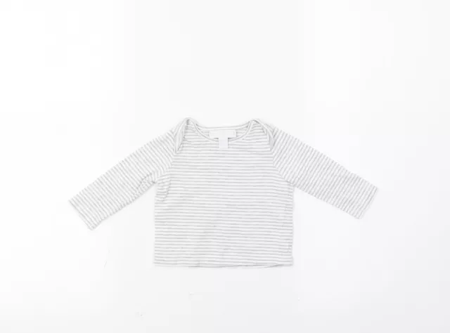 T-Shirt The Little White Company Baby grau gestreift Baumwolle Basic Größe 0-3 Monate