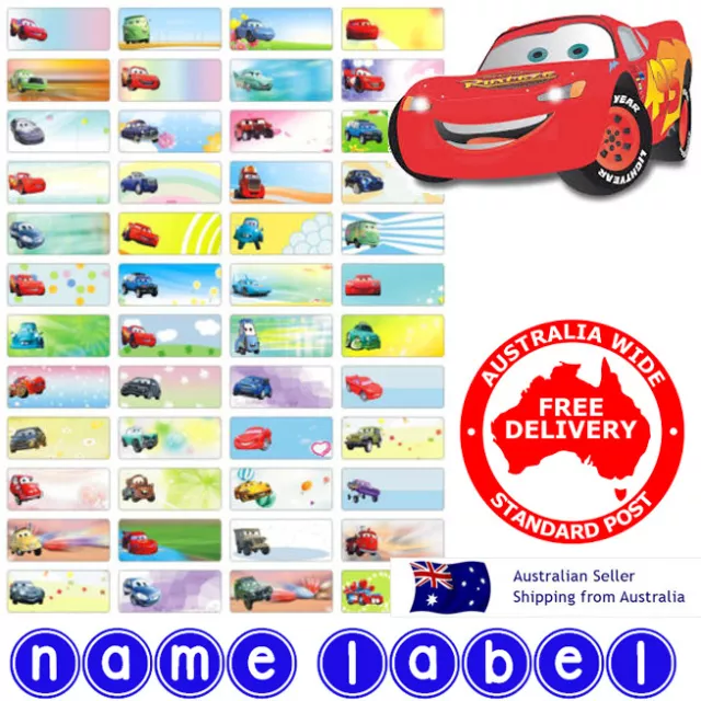 Cars Mcqueen kids Personalised Name Label preschool back2school pencil sticker