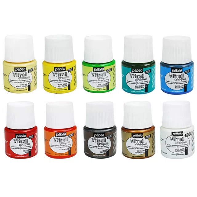 Pebeo Vitrail Opale Stained Glass Paint 45ml - 10 OPAQUE Colours