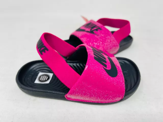 Nike Toddler Girl's Kawa Slip On Slides Hot Pink/Black Size:8 #DC9321-600 151D