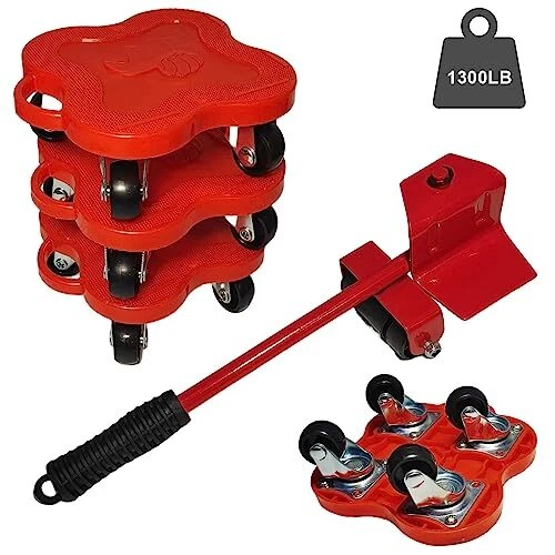 Furniture Movers Dolly, 4-Wheel, 1300LB Load Capacity, Easy Furniture Moving