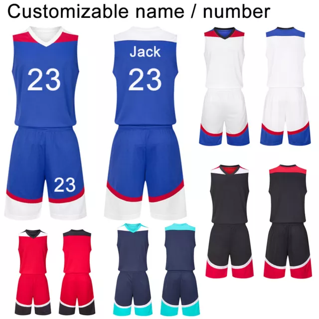 Personalized Kids Boys Girls Basketball Kit Jersey Training Suit Sportwear