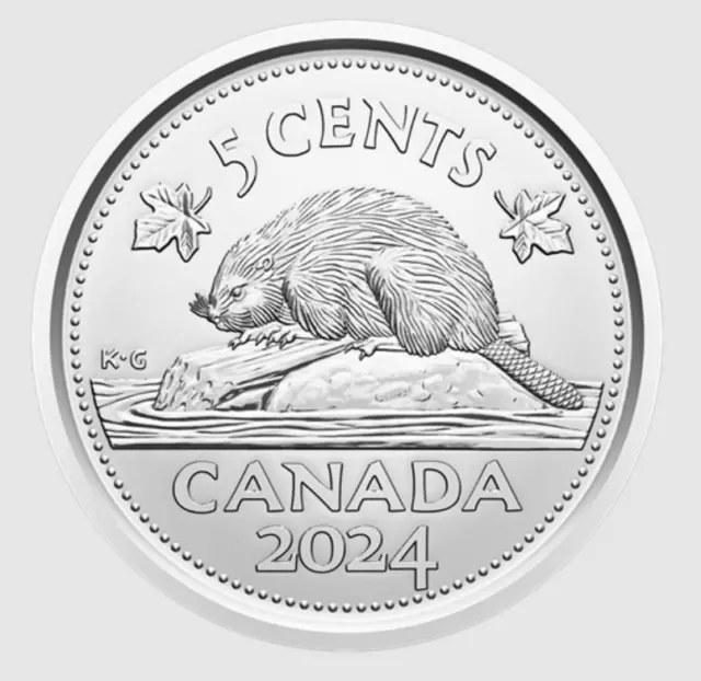 2024 Canada 5 cent pure silver nickel -unique obverse for 2024 - from proof set