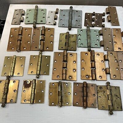 Antique LOT HINGES HARDWARE BRASS Restoration HINGE RUSTY STEEL Salvage As Found