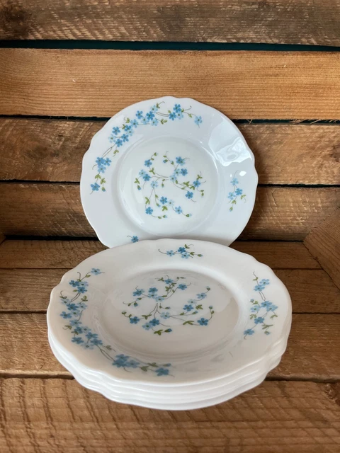 Lot De 6 Assiettes à Dessert Arcopal Myosotis Veronica - Verre, Motif Fleuri, Occasion