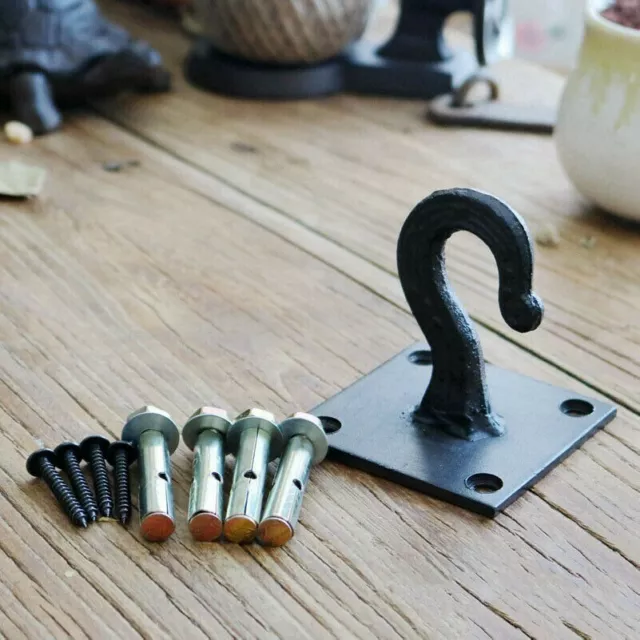 Cast Iron Ceiling Hook with Screws Black Kitchen Beam Hanging Basket Hanger Home