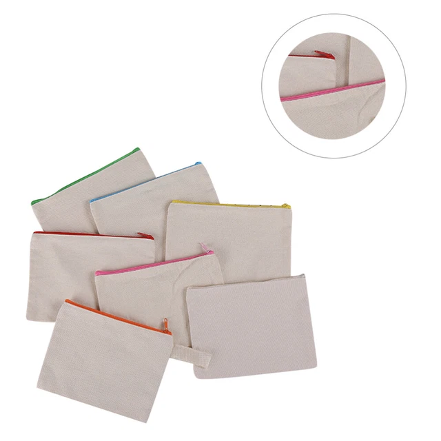 10 PCS Student Leinwand Make-up Leere Reißverschlusstasche Federmäppchen Mit