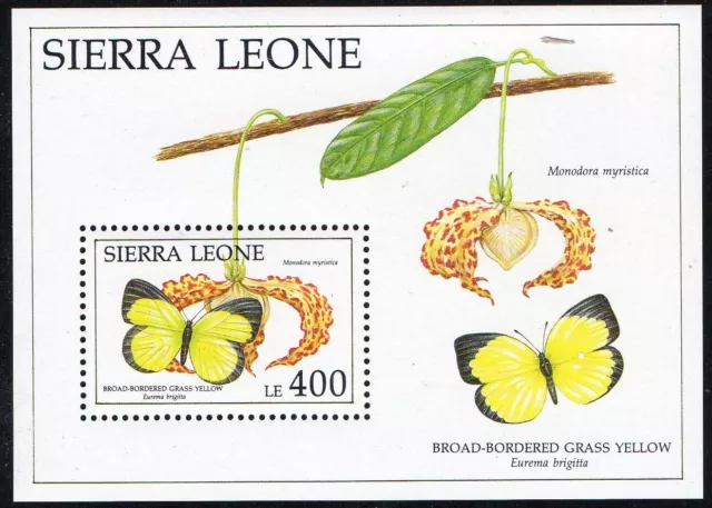 Sierra Leone 1991 - Butterflies, Fauna, Animals, Flowers, Nature -  S/S MNH