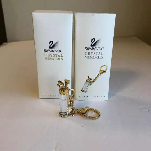 Swarovski Crystal Memories Figurine GOLF BAG Key Ring 191632 Exc