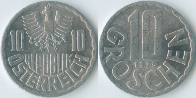 Austria 1975 10 Groschen KM# 2878 Al Second Republic Coat of Arms Eagle Value