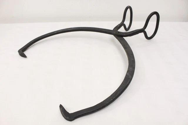 Vintage Antique Cast Iron 18" Blacksmith Hay Ice Meat Log Hooks Tongs Primitive