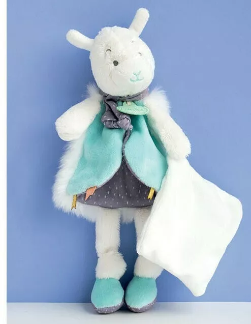 *.Doudou Plat Baby Nat Lama Pantin Blanc Bleu Gris Mauve Mouchoir Bn0427 Neuf