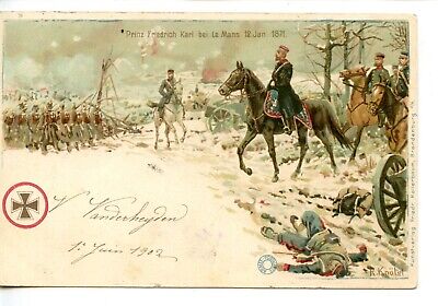 Prinz Friedrich Karl-War-Signed Artist Knotel-Vintage 1902 Military Postcard